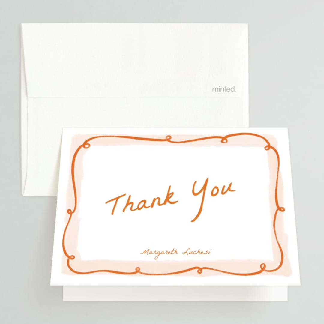 "Giardino" - Bridal Shower Thank You Cards in Flame by Pati Cascino - Front