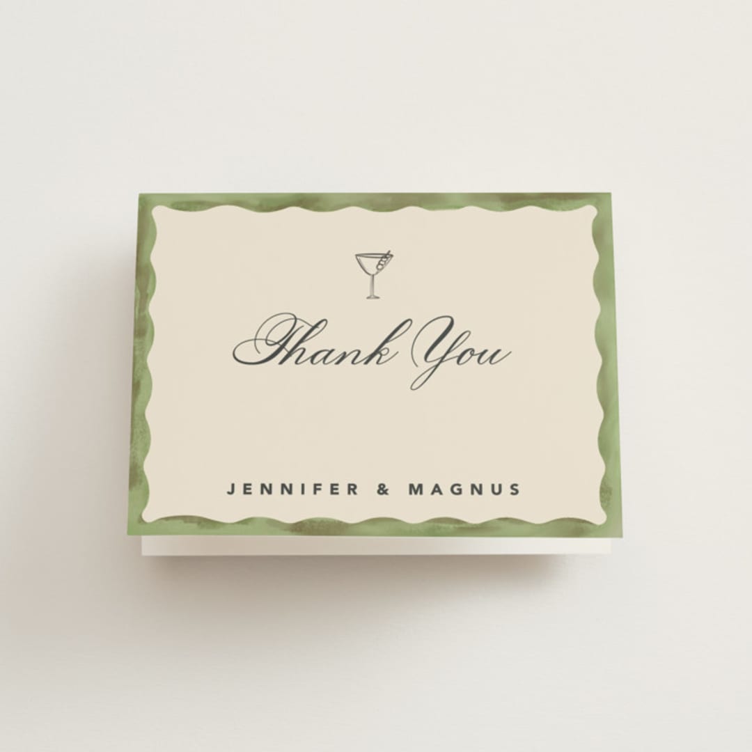 "Formal scallop" - Bridal Shower Thank You Cards in Palm by Creo Study - Front