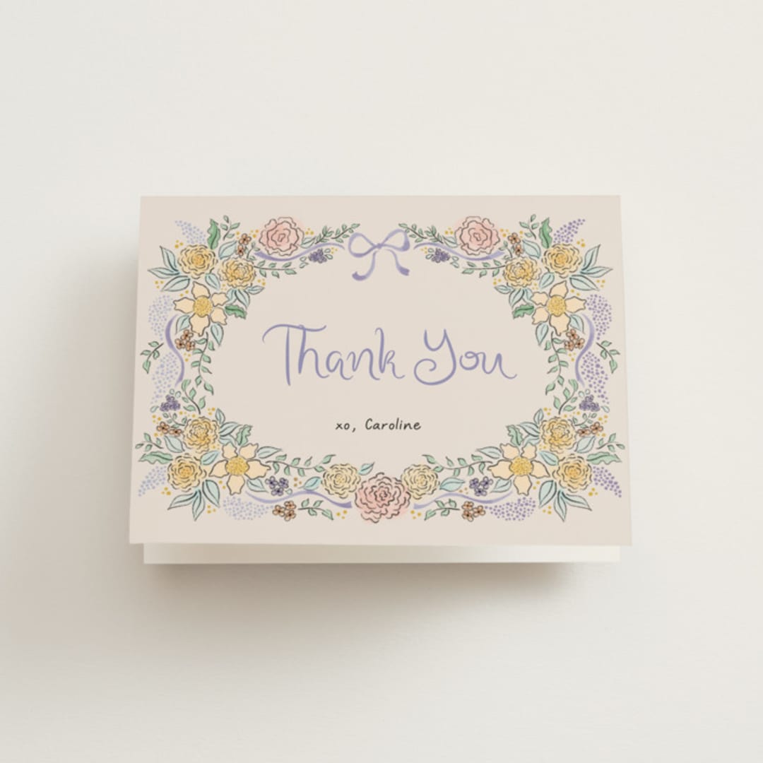 "Portofino" - Bridal Shower Thank You Cards in Lilac by Tamara Hilje - Front