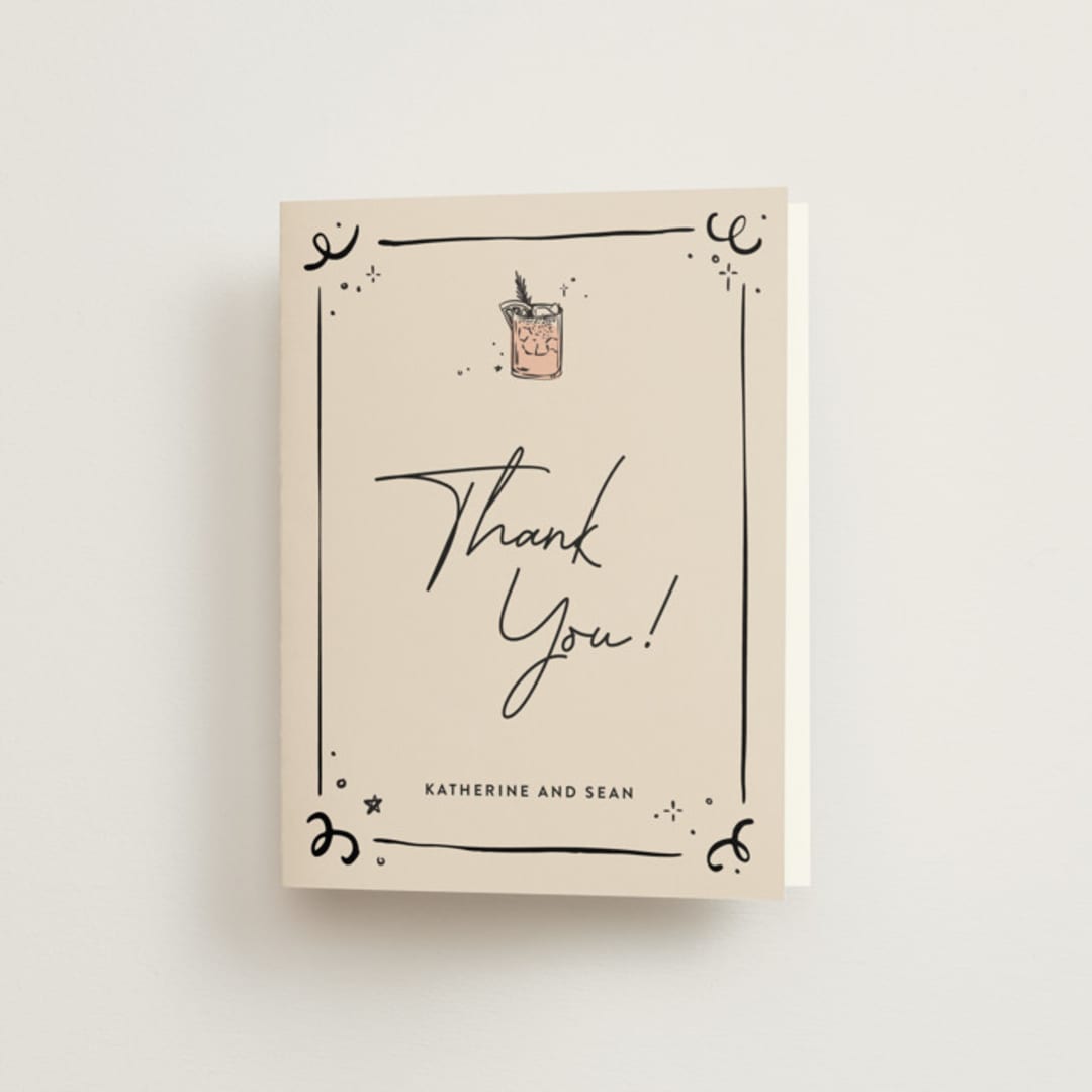 "cheers to a happy couple" - Bridal Shower Thank You Cards in Creme by Anastasia Makarova - Front