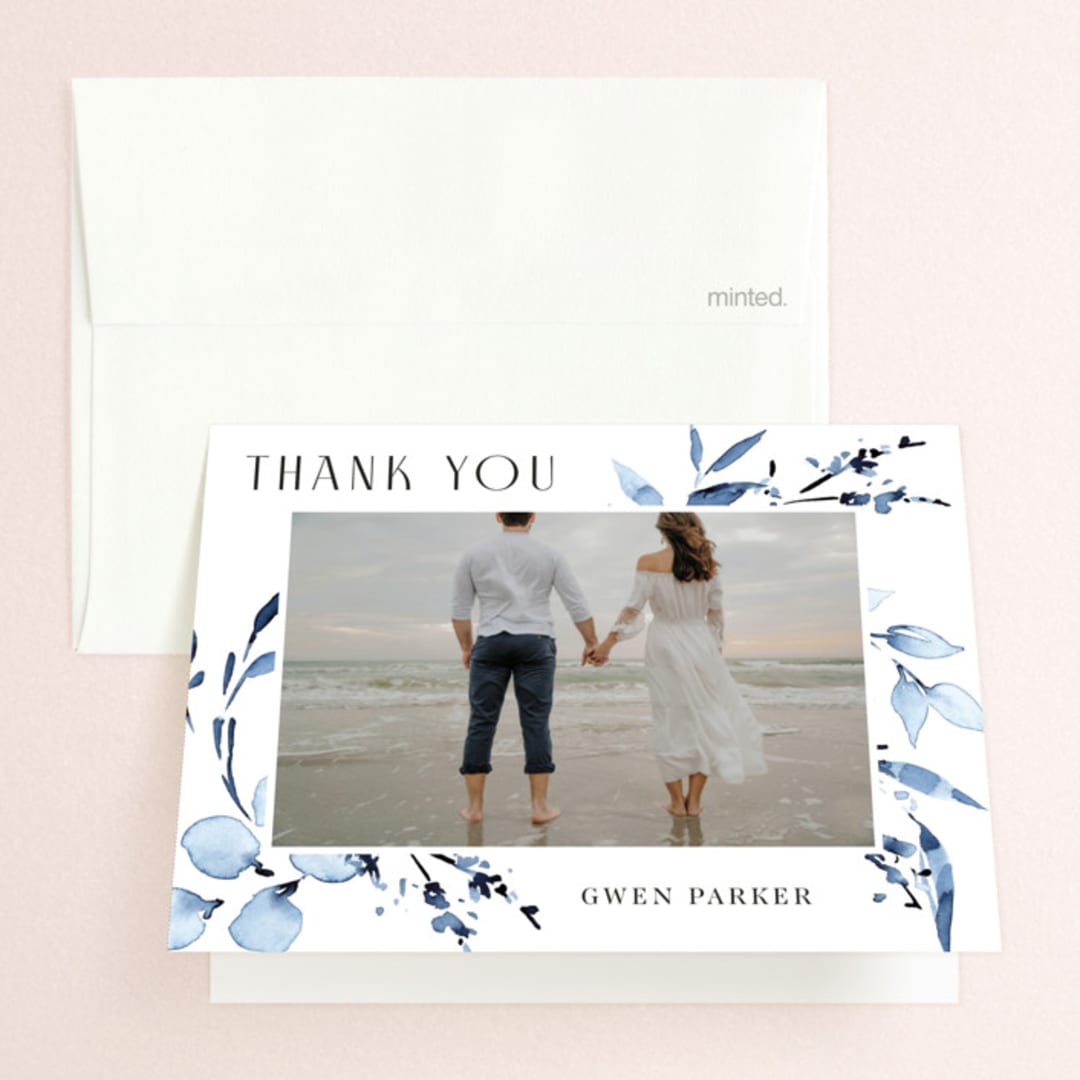 "Blu" - Bridal Shower Thank You Cards in Sapphire by Petra Kern - Front