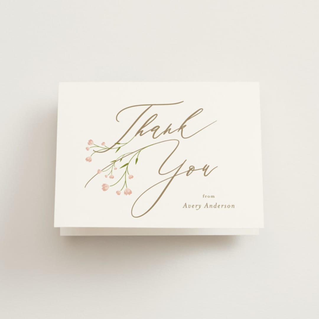 "Love is Blooming" - Bridal Shower Thank You Cards in Petal by Jennifer Postorino - Front