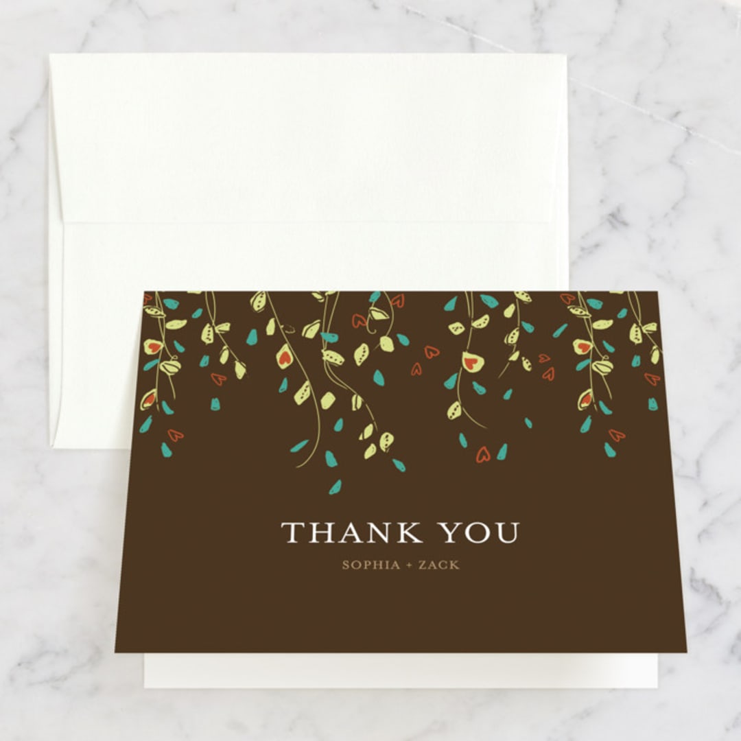"Rain Catcher" - Bridal Shower Thank You Cards in brown by Larkspur Paperie - Front