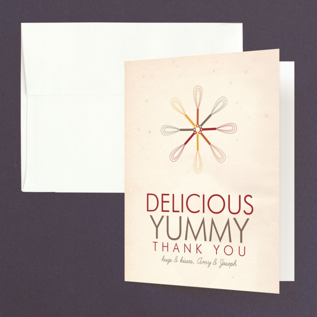 "Couple's Recipe" - Bridal Shower Thank You Cards in red by Ana Gonzalez - Front