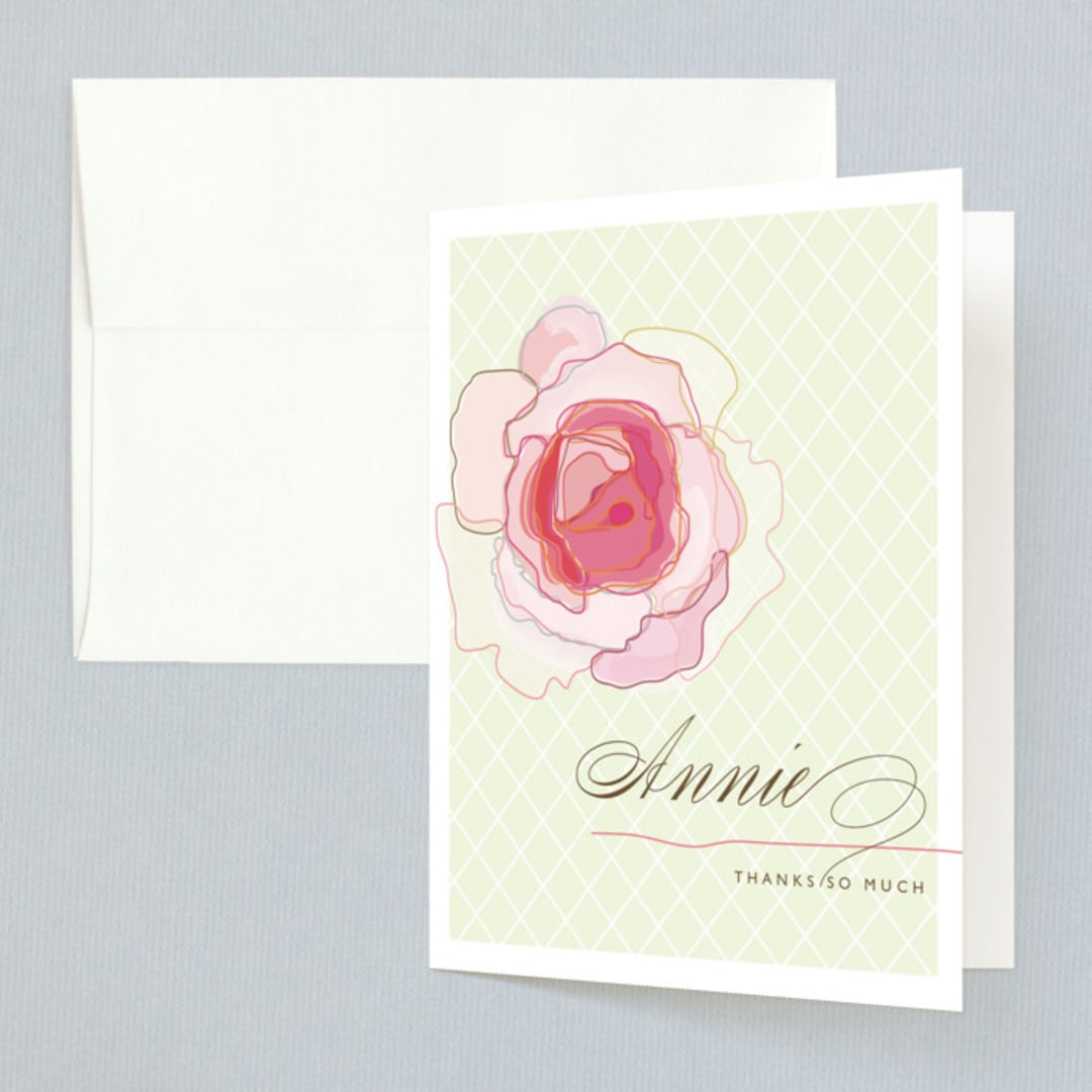 "Rose Blush" - Bridal Shower Thank You Cards in pink by karen boehm custom - Front