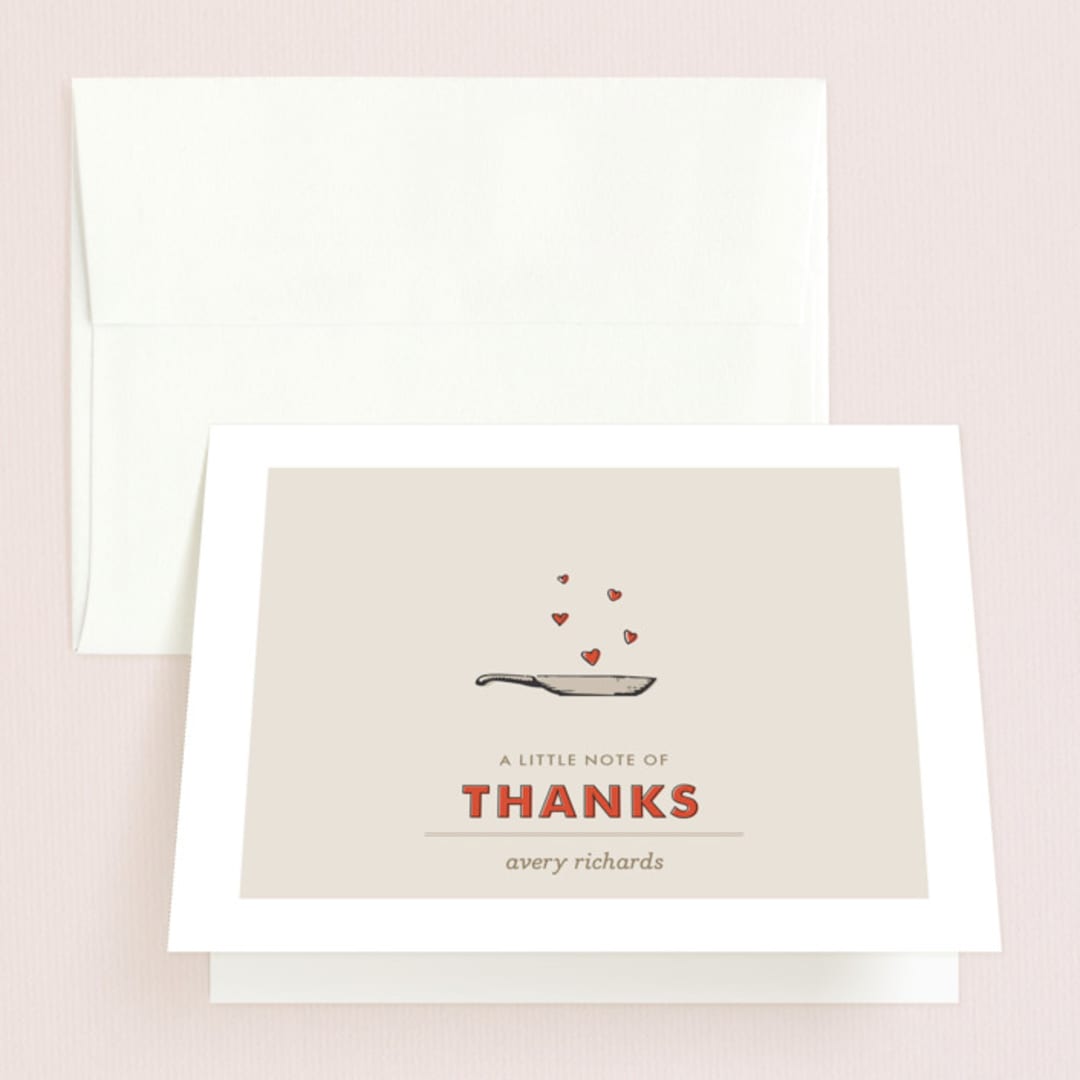 "Keep the Love Cookin'" - Bridal Shower Thank You Cards in grey | orange by pottsdesign - Front