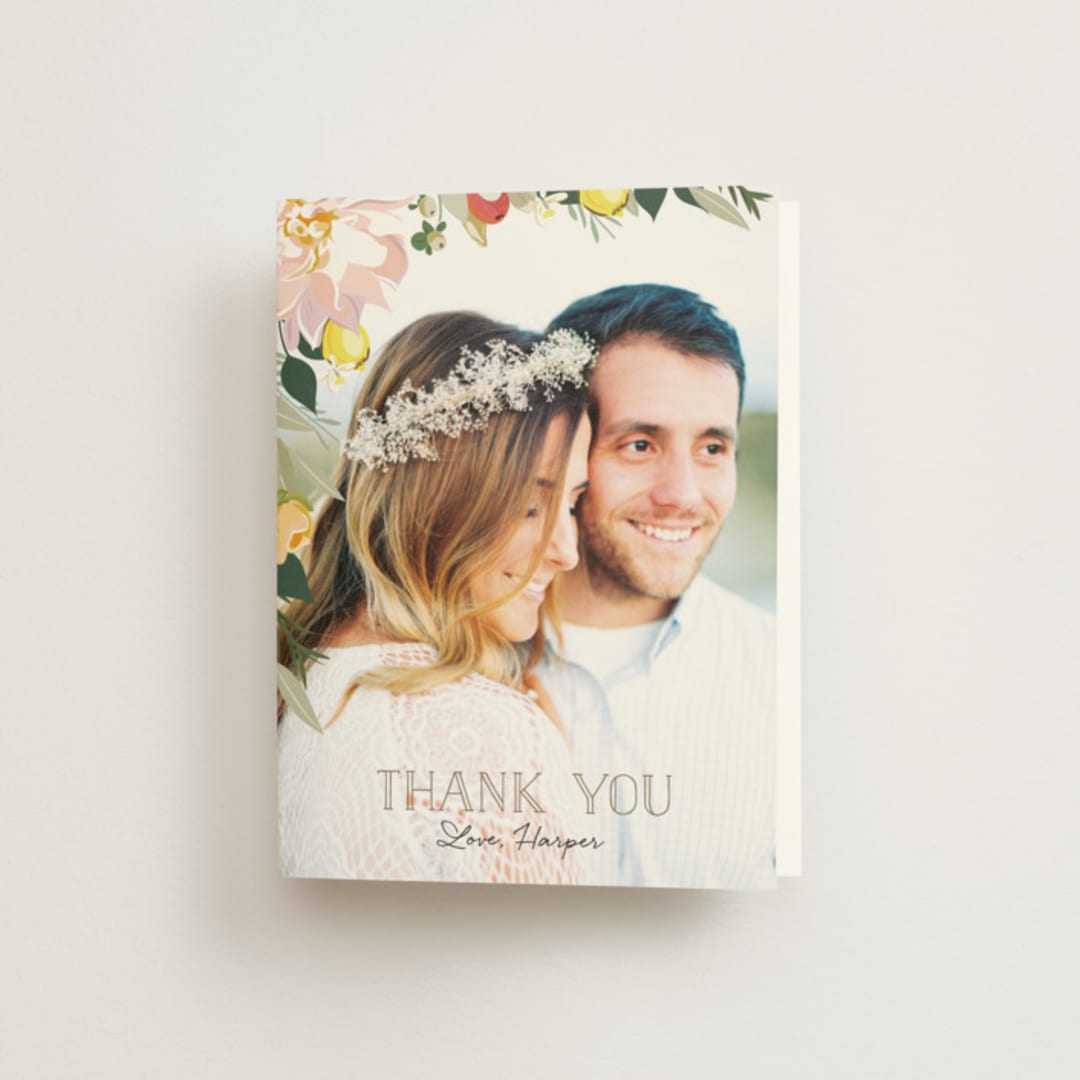 "Spring Blooms" - Bridal Shower Thank You Cards in Blush by Susan Moyal - Front