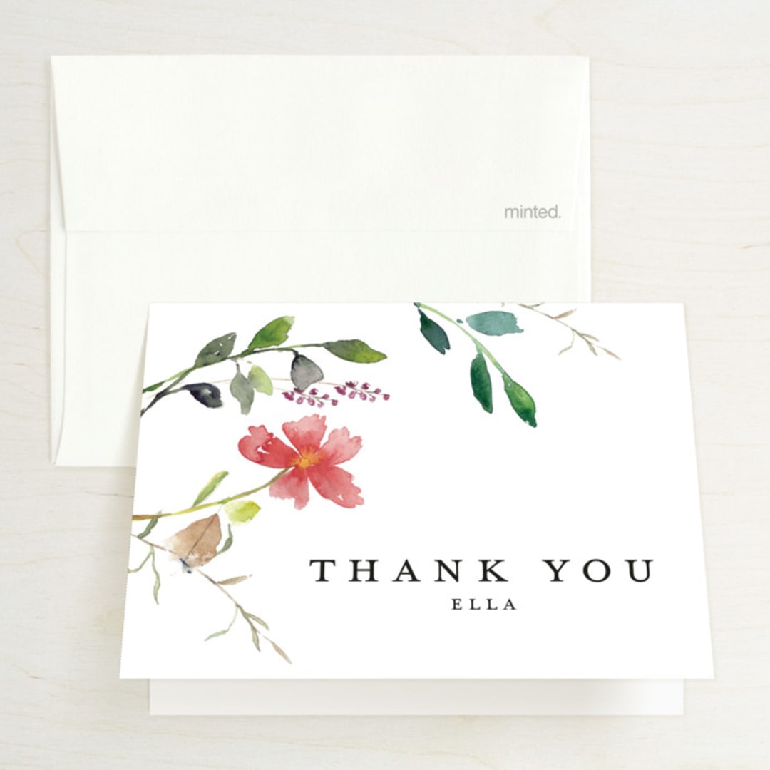 "Spring Wildflowers" - Bridal Shower Thank You Cards in Floral by Mere Paper - Front