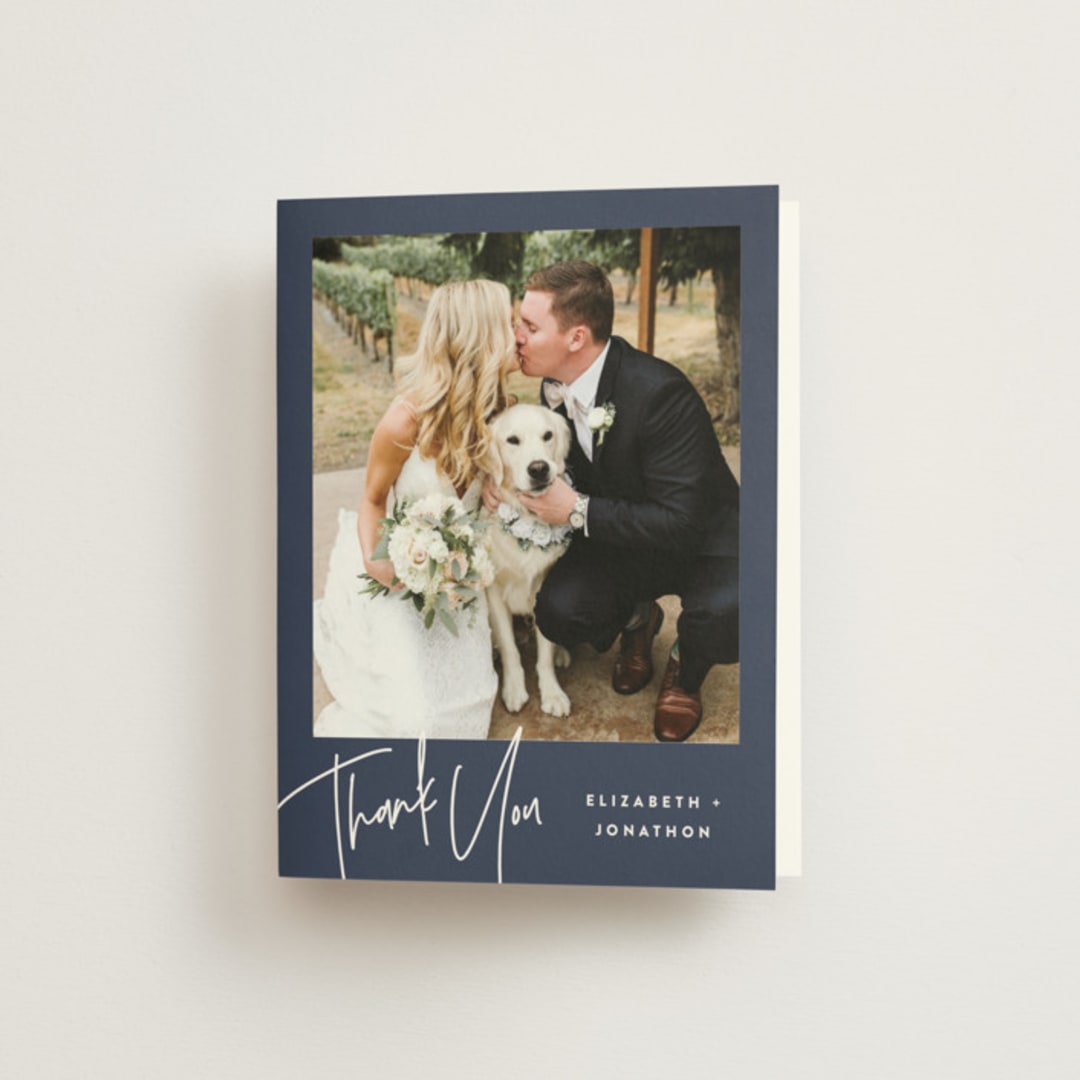 "Marked" - Bridal Shower Thank You Cards in Navy by JoAnn Jinks - Front