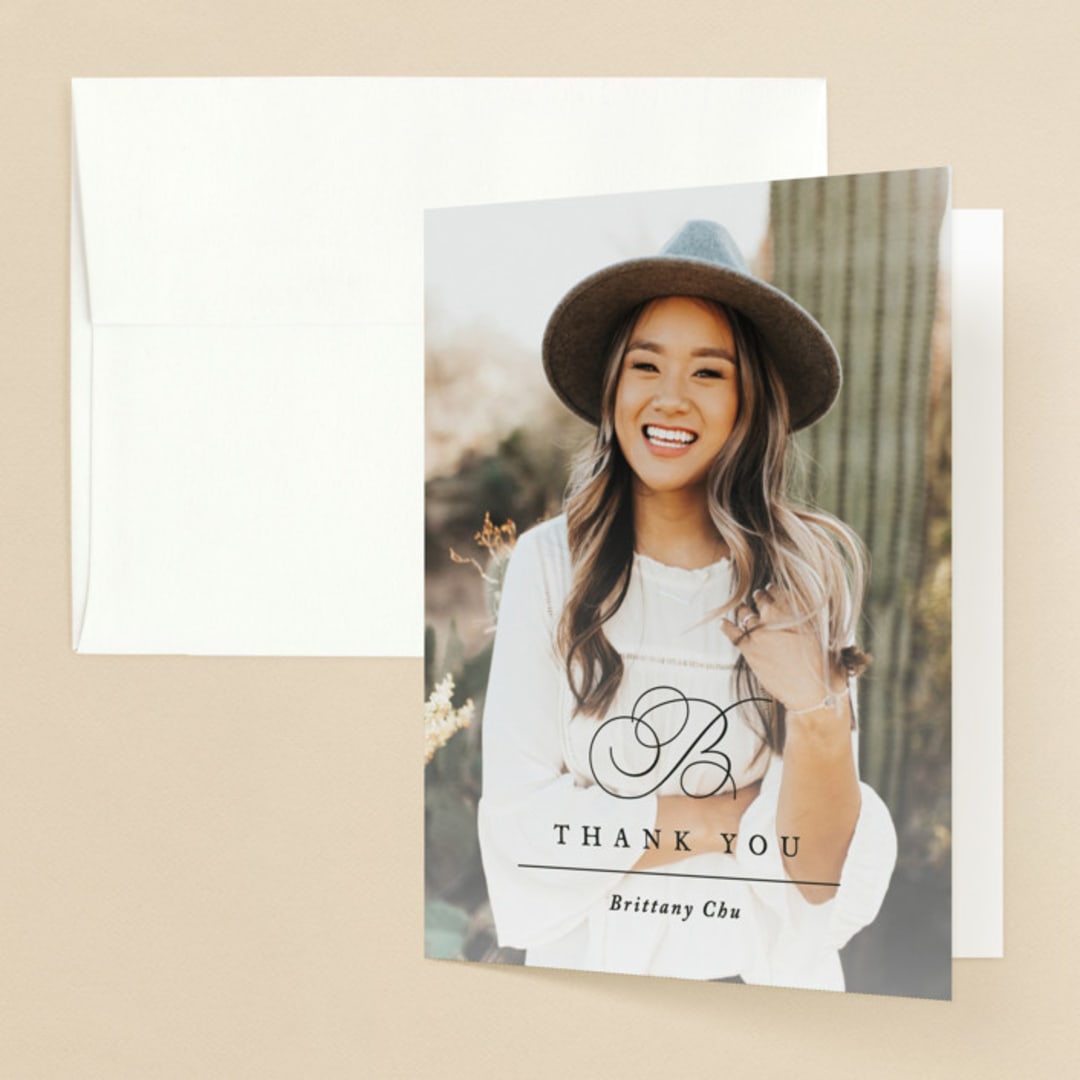 "Initial" - Bridal Shower Thank You Cards in Pearl by Jennifer Postorino - Front