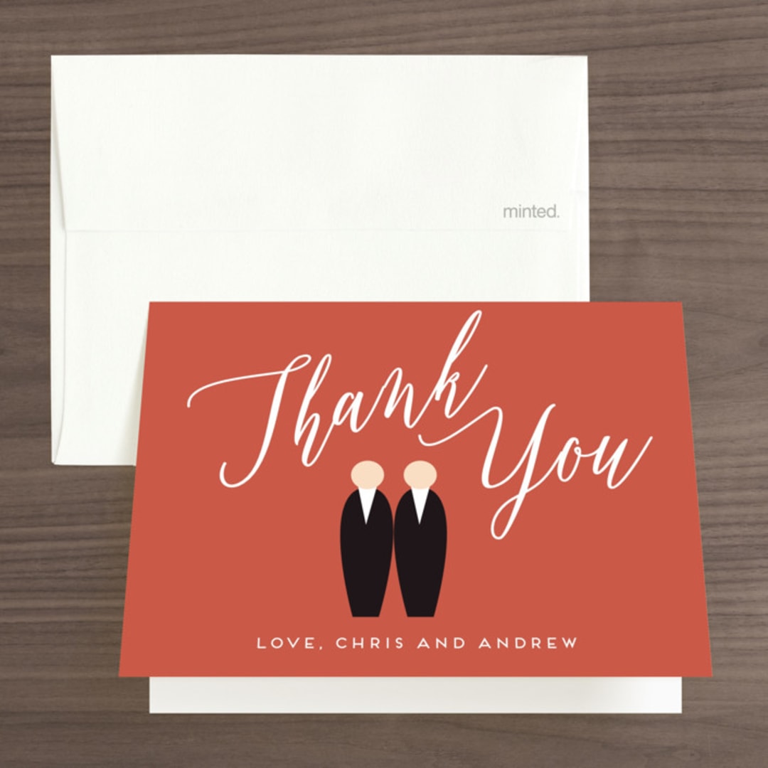 "Couple's Brunch" - Bridal Shower Thank You Cards in Pomegranate by Haley Warner - Front