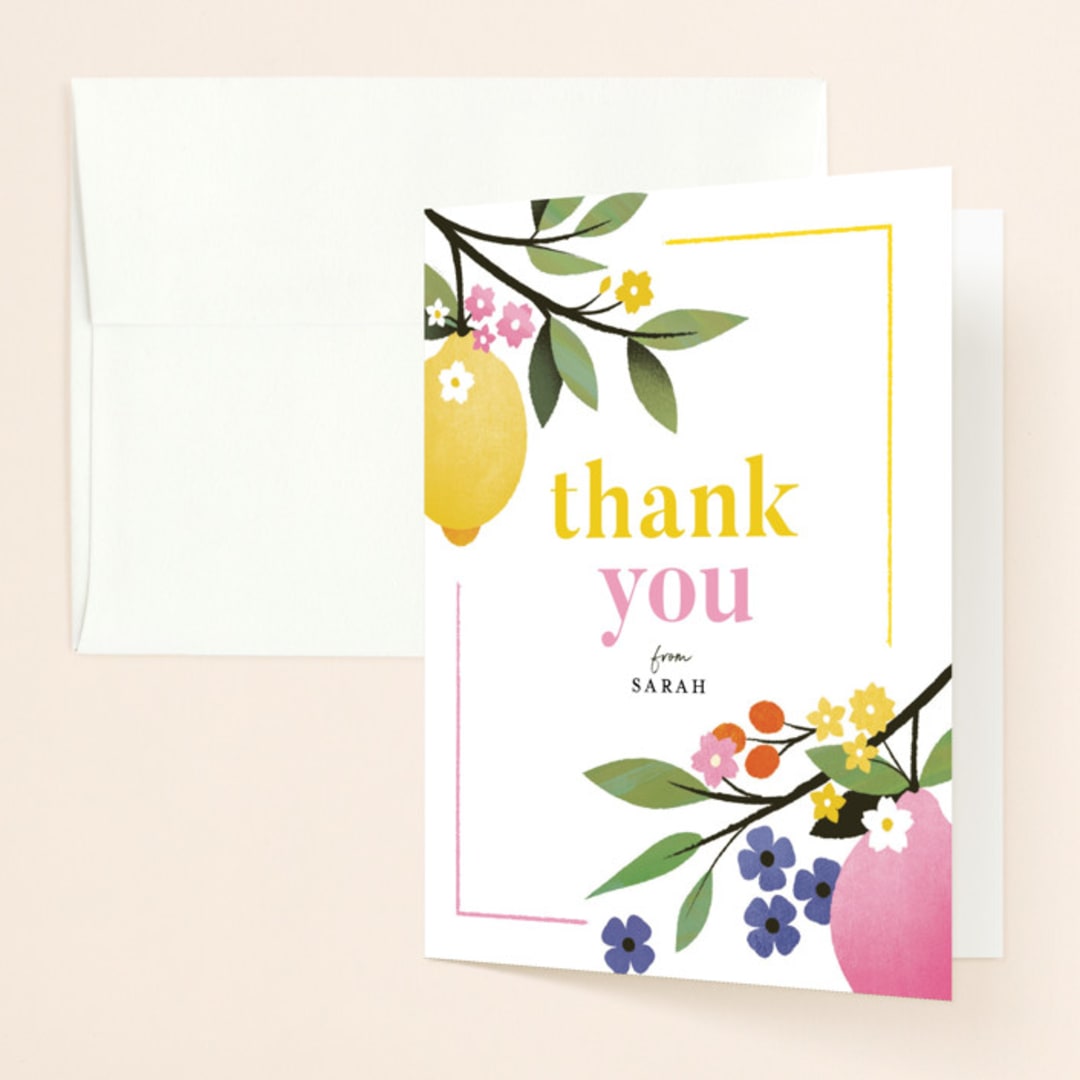 "Bridal Brunch" - Bridal Shower Thank You Cards in Pink Lemonade by Laura Moyer - Front