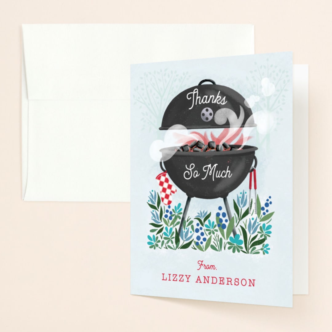 "Red hot bbq" - Bridal Shower Thank You Cards in Pepper by Paper Sun Studio - Front