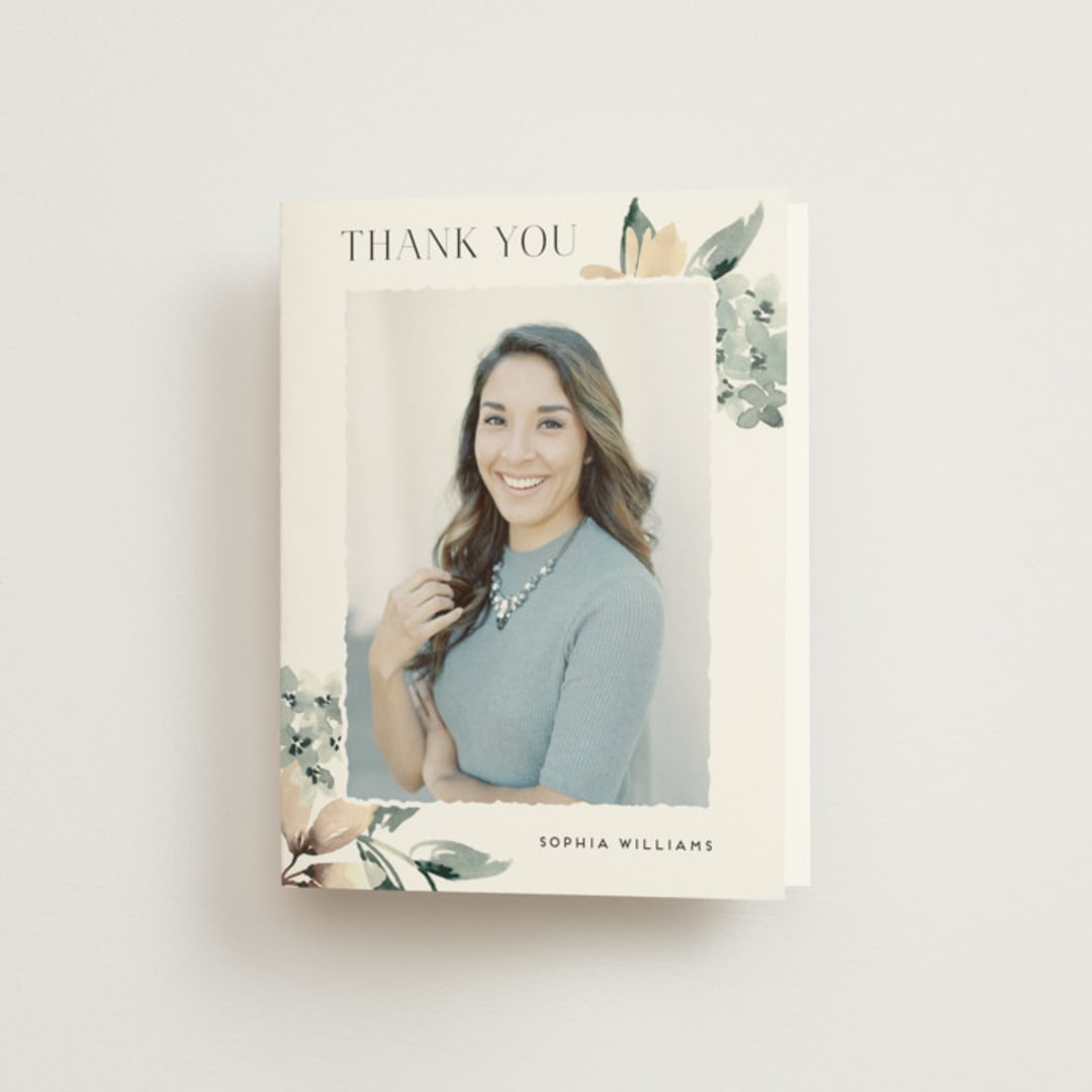 "Grande" - Bridal Shower Thank You Cards in Dried Botanicals by Petra Kern - Front