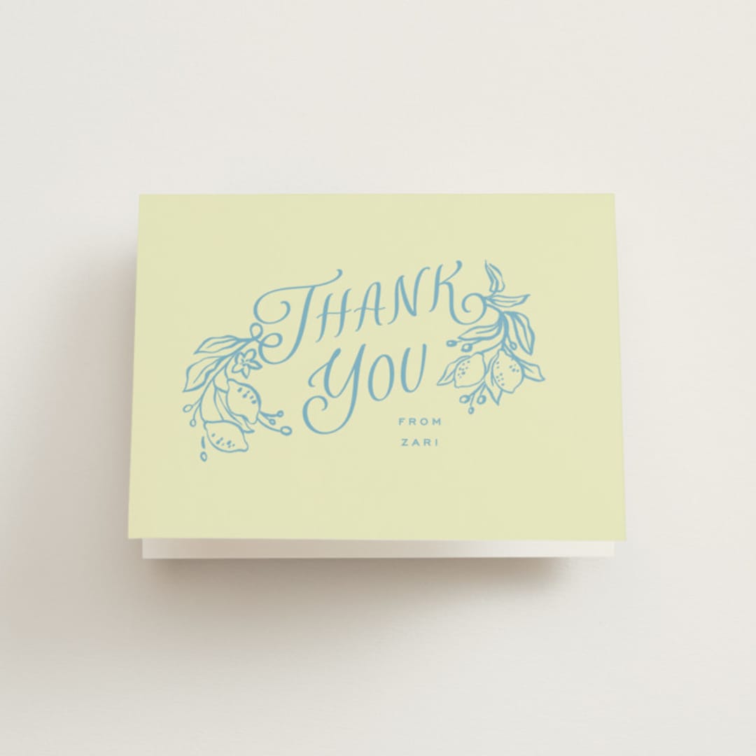 "That's Amore" - Bridal Shower Thank You Cards in Lemonade by Pati Cascino - Front