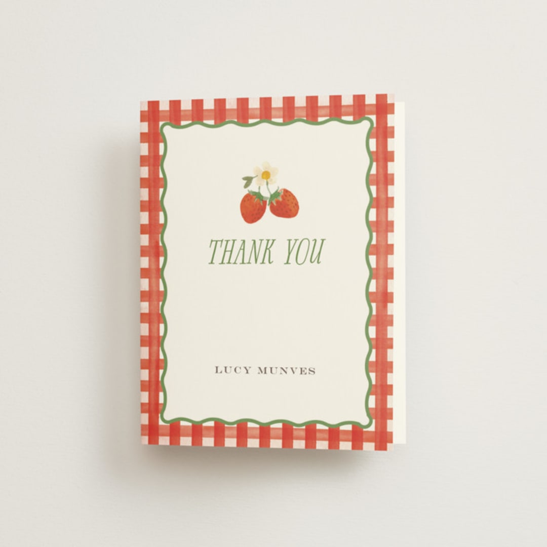"So Berry Sweet" - Bridal Shower Thank You Cards in Strawberry by Itsy Belle Studio - Front