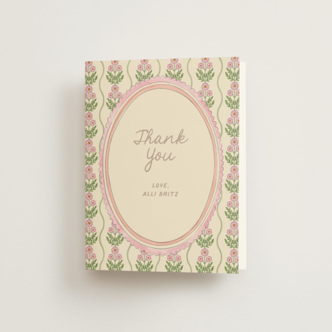 "Botanical maximalism" - Bridal Shower Thank You Cards in Poppy by Creo Study - Front