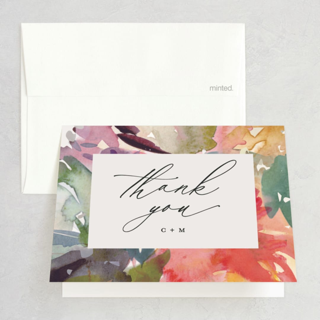 "Pretty" - Bridal Shower Thank You Cards in Peach by Lori Wemple - Front
