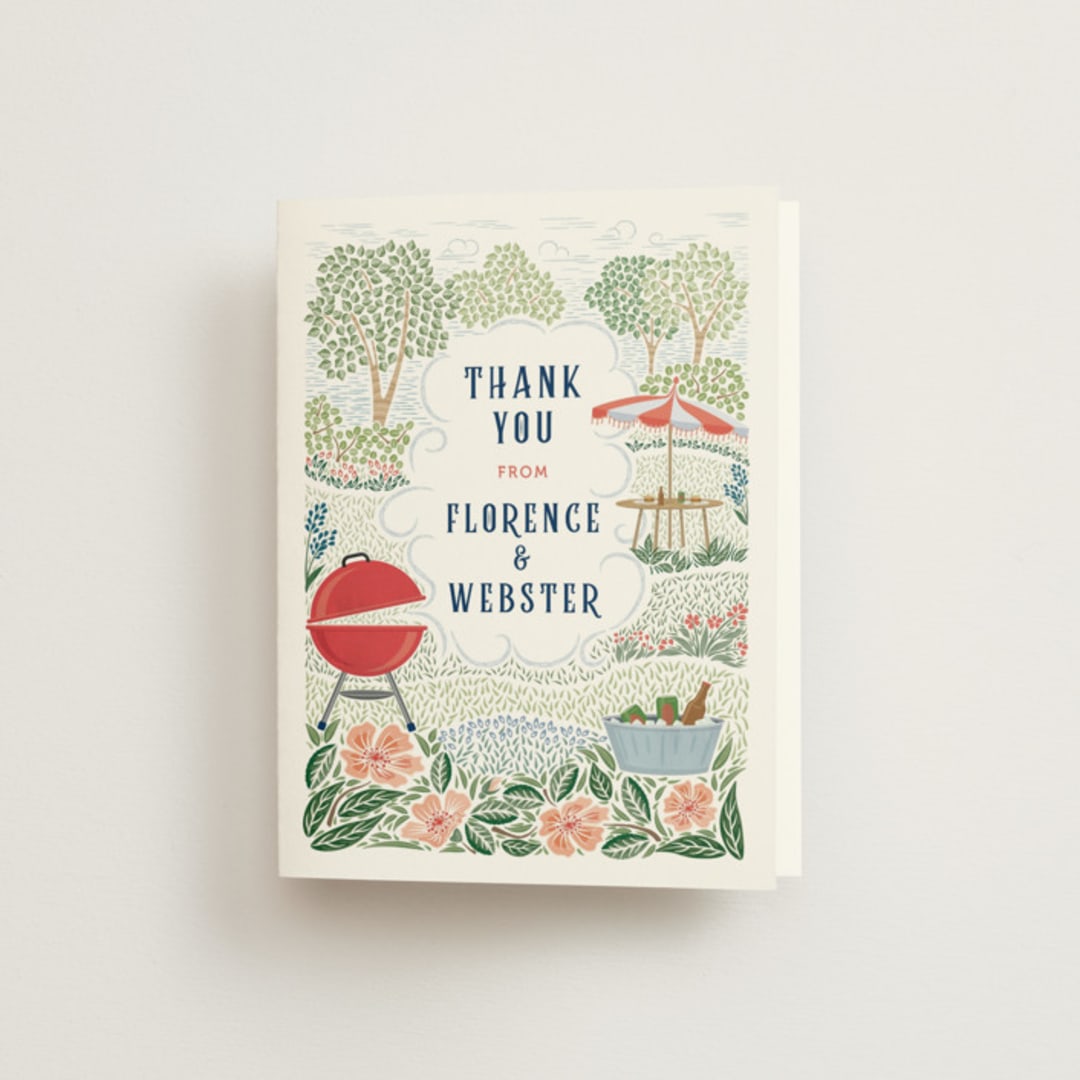 "Backyard Bbq" - Bridal Shower Thank You Cards in Ketchup by Paper Sun Studio - Front