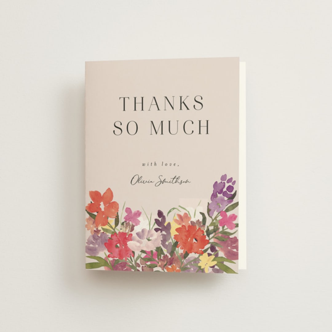 "Wildflower Garden" - Bridal Shower Thank You Cards in Peony by Ashlee Townsend - Front
