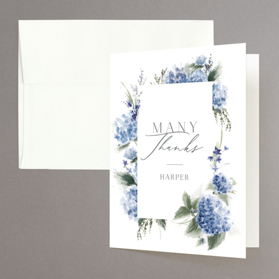 "English Garden" - Bridal Shower Thank You Cards in Sky by Kate Ahn - Front