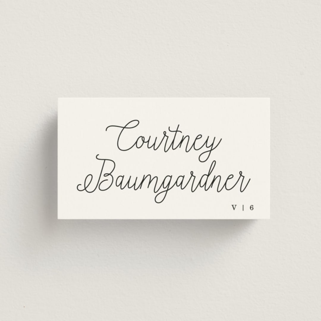 "Note" - Place Cards - Vegetarian in Pearl by Baumbirdy - Front with Free Guest Printing