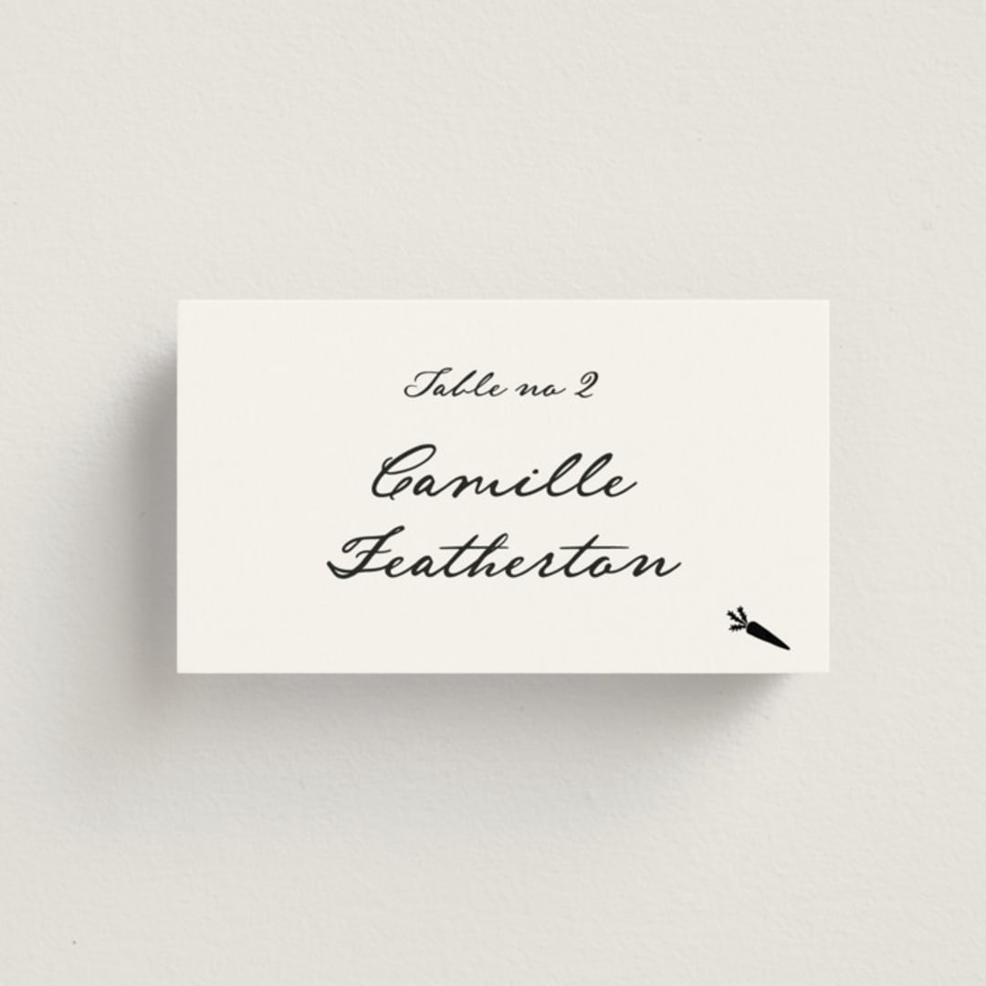 "the classic" - Place Cards - Vegetarian in Onyx by Benita Crandall - Front with Free Guest Printing