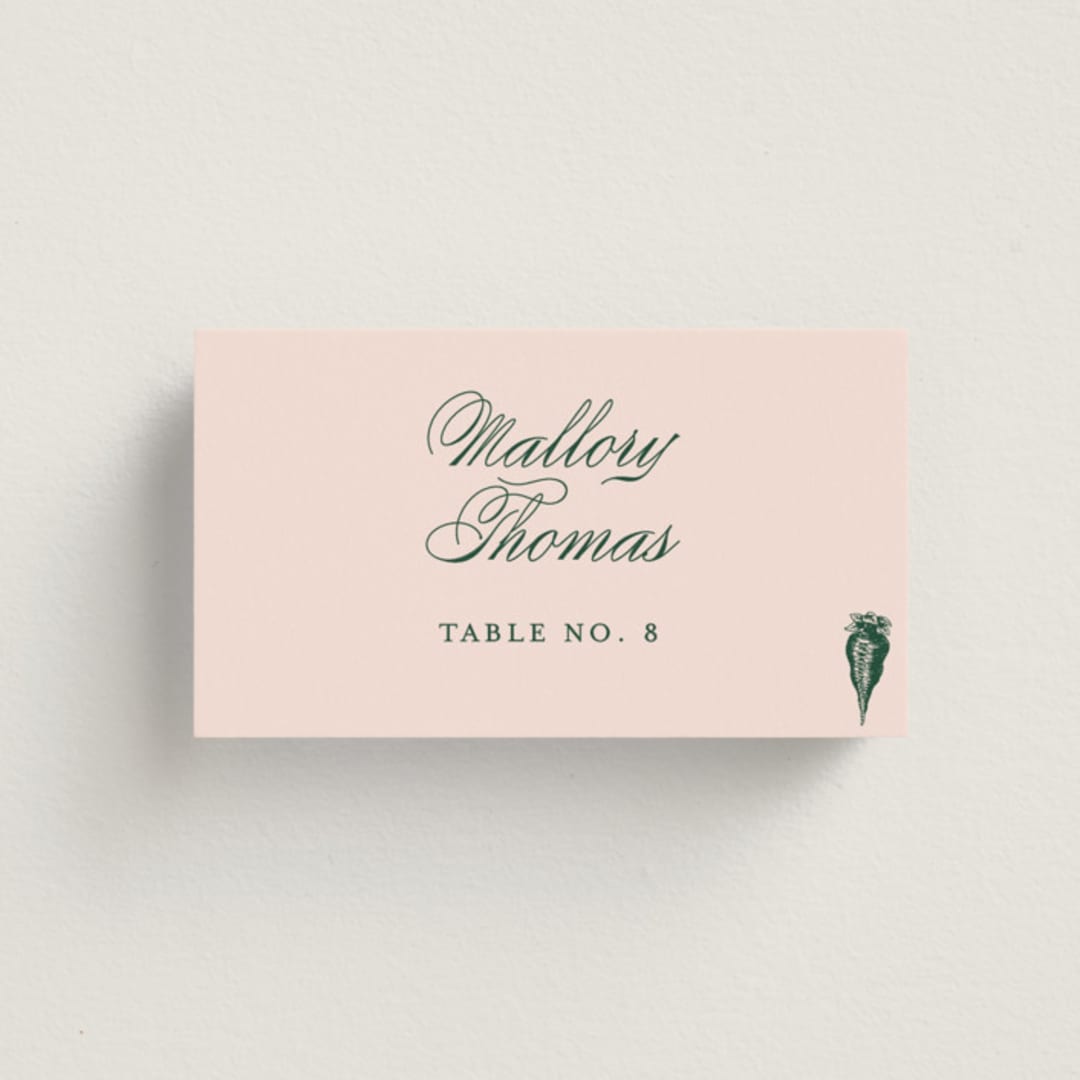 "Hepburn" - Place Cards - Vegetarian in Rose by Megan Davis - Front with Free Guest Printing