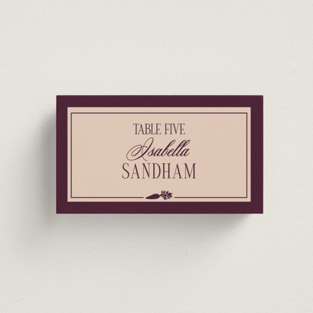 "Merlot" - Place Cards - Vegetarian in Cabernet by Hudson meet Rose - Front