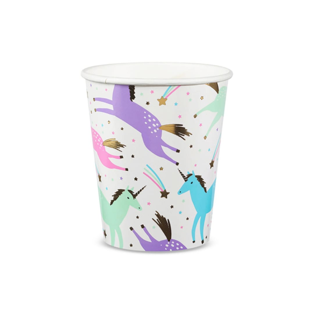 "Magical Unicorn 9 oz Cups - Pack of 8" - Party Cups in multicolor by Jollity and Co
