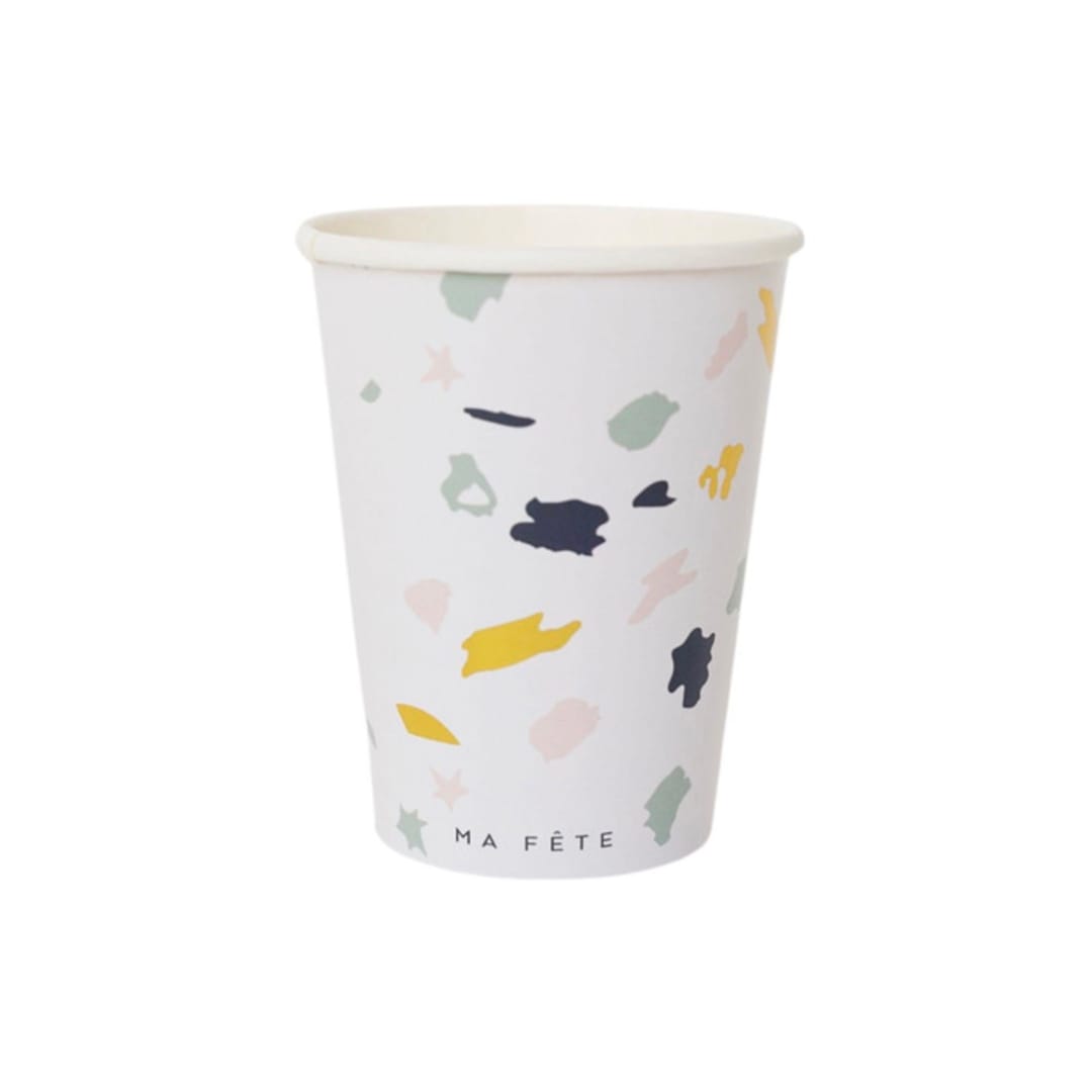 "Terrazzo Paper Cups (8)" - Party Cups in white by MA FÊTE
