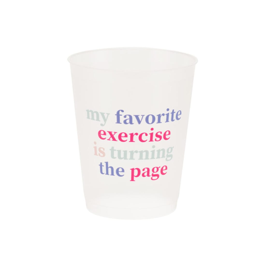 "Book Club "My Favorite Exercise Is Turning The Page" Flex Cups - Set of 8" - Party Cups in multicolor by Jollity and Co