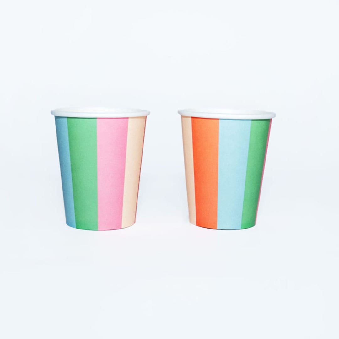 "Striped Paper Cups (x 12) - Striped Collection" - Party Cups in multicolor by POP Party Supplies
