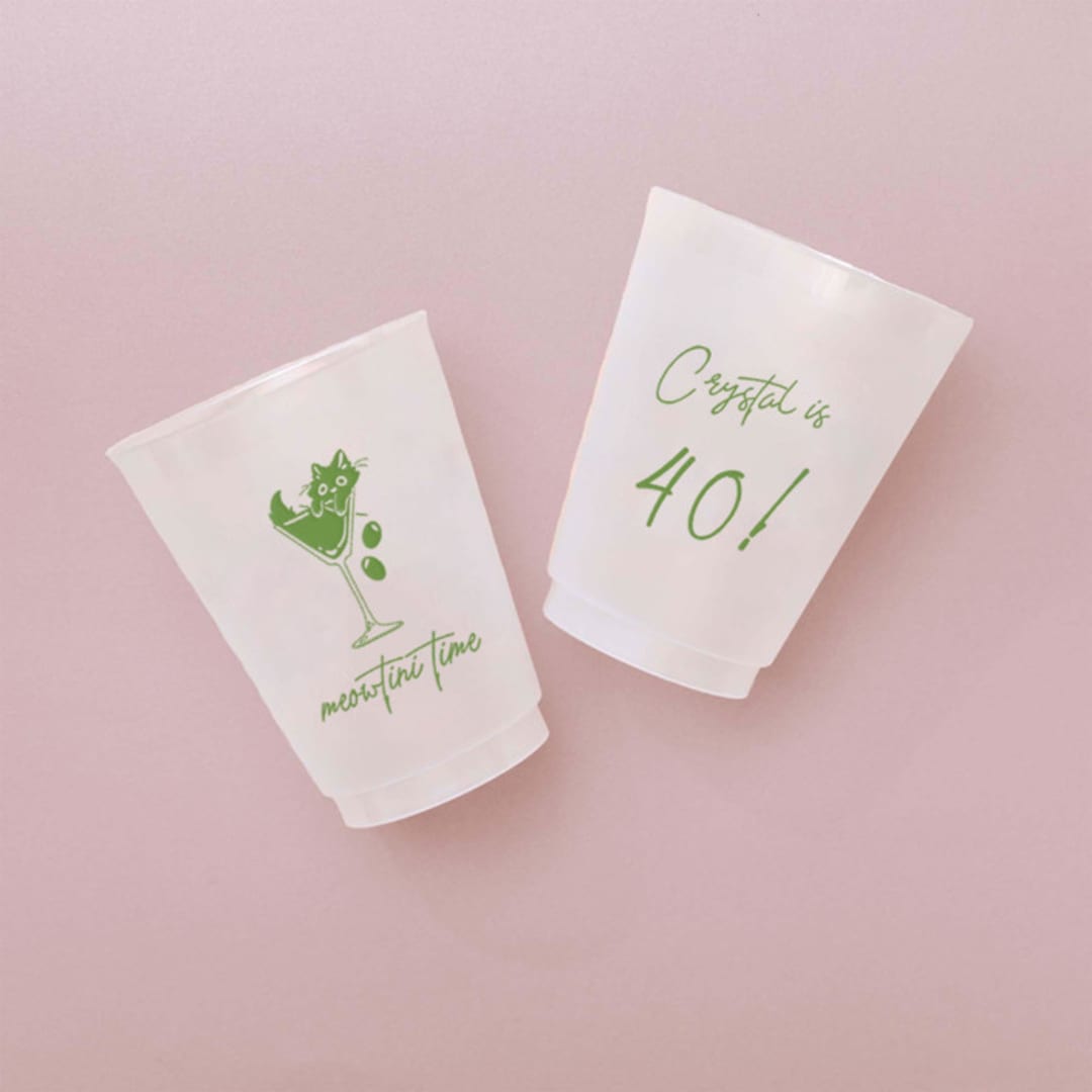 "Meowtini Time Birthday Plastic Cup, set of 50" - Party Cups in natural by ForYourParty