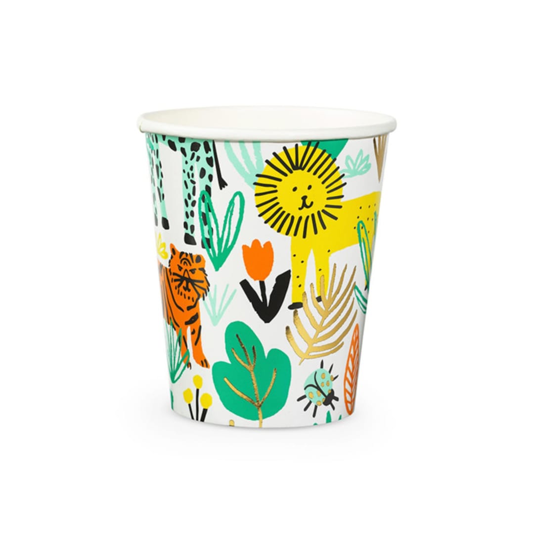 "Into the Wild 9 oz Cups - Pack of 8" - Party Cups in multicolor by Jollity and Co