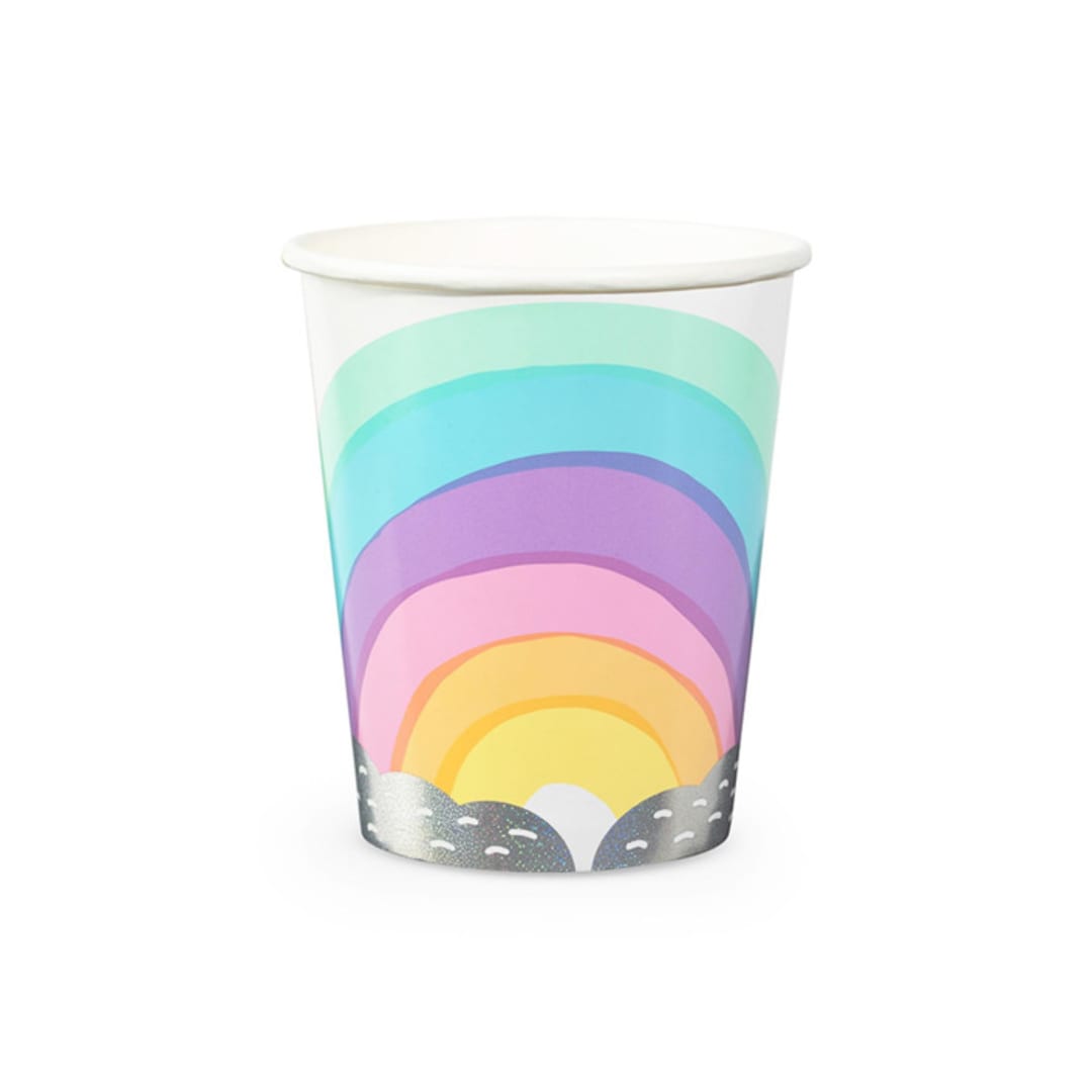 "Over the Rainbow 9 oz Cups - Pack of 8" - Party Cups in multicolor by Jollity and Co