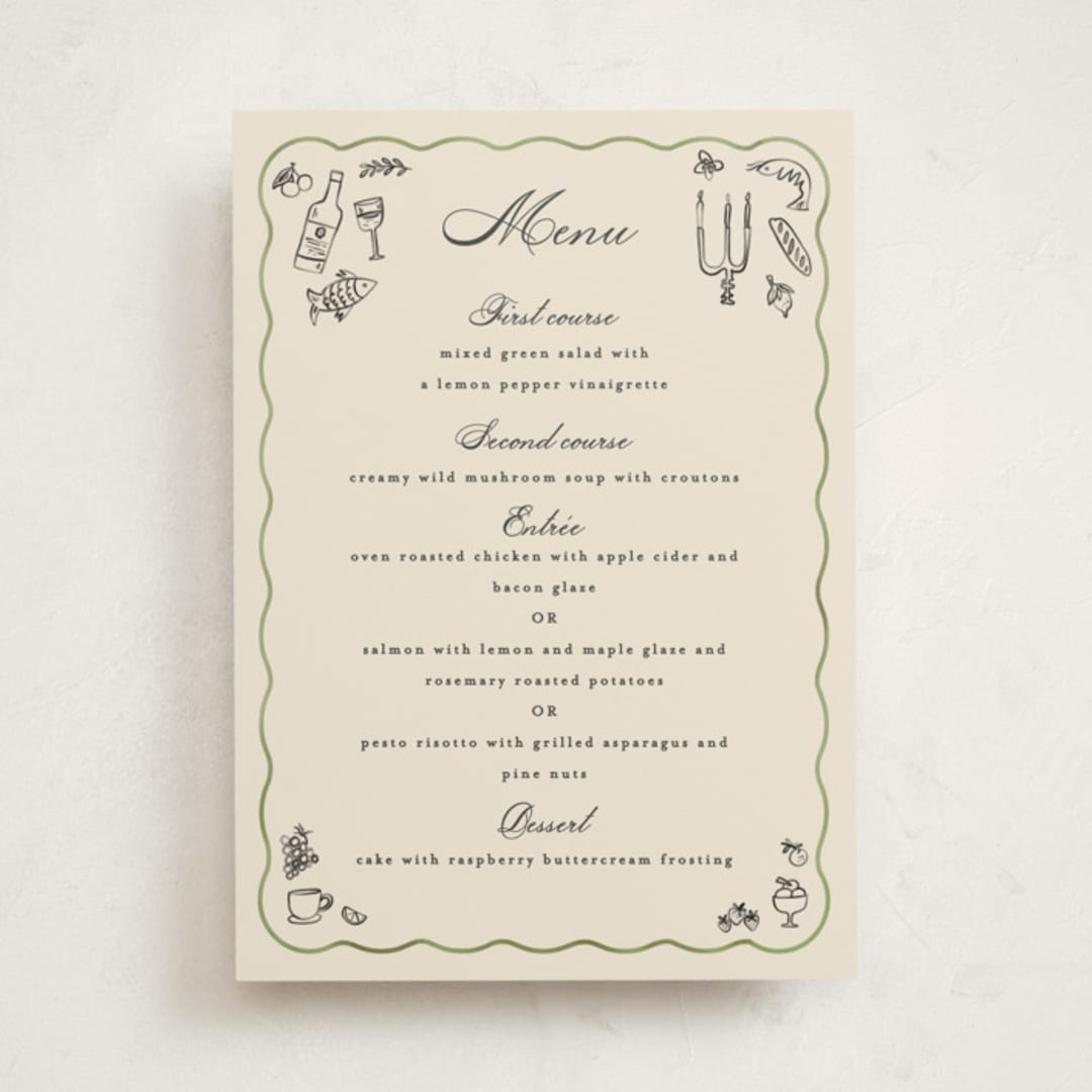 "Formal scallop" - Party Menus in Palm by Creo Study - Front