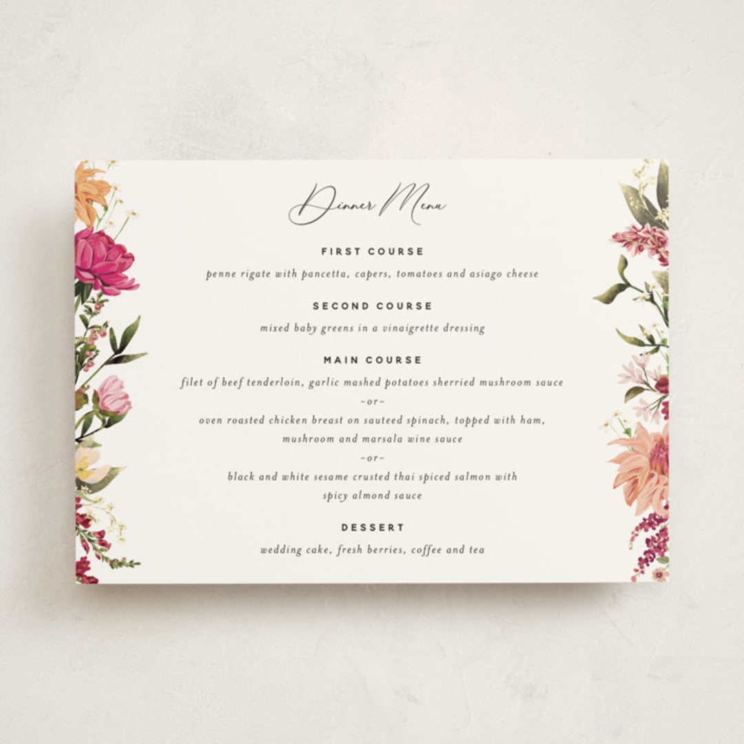 "Lush" - Party Menus in Magenta by Susan Moyal - Front