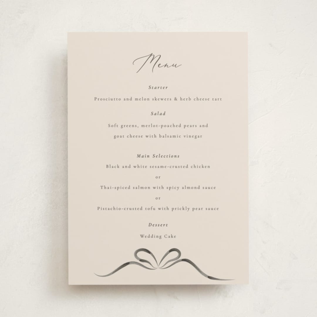 "Bow" - Party Menus in Tuxedo by Corinne Malesic - Front