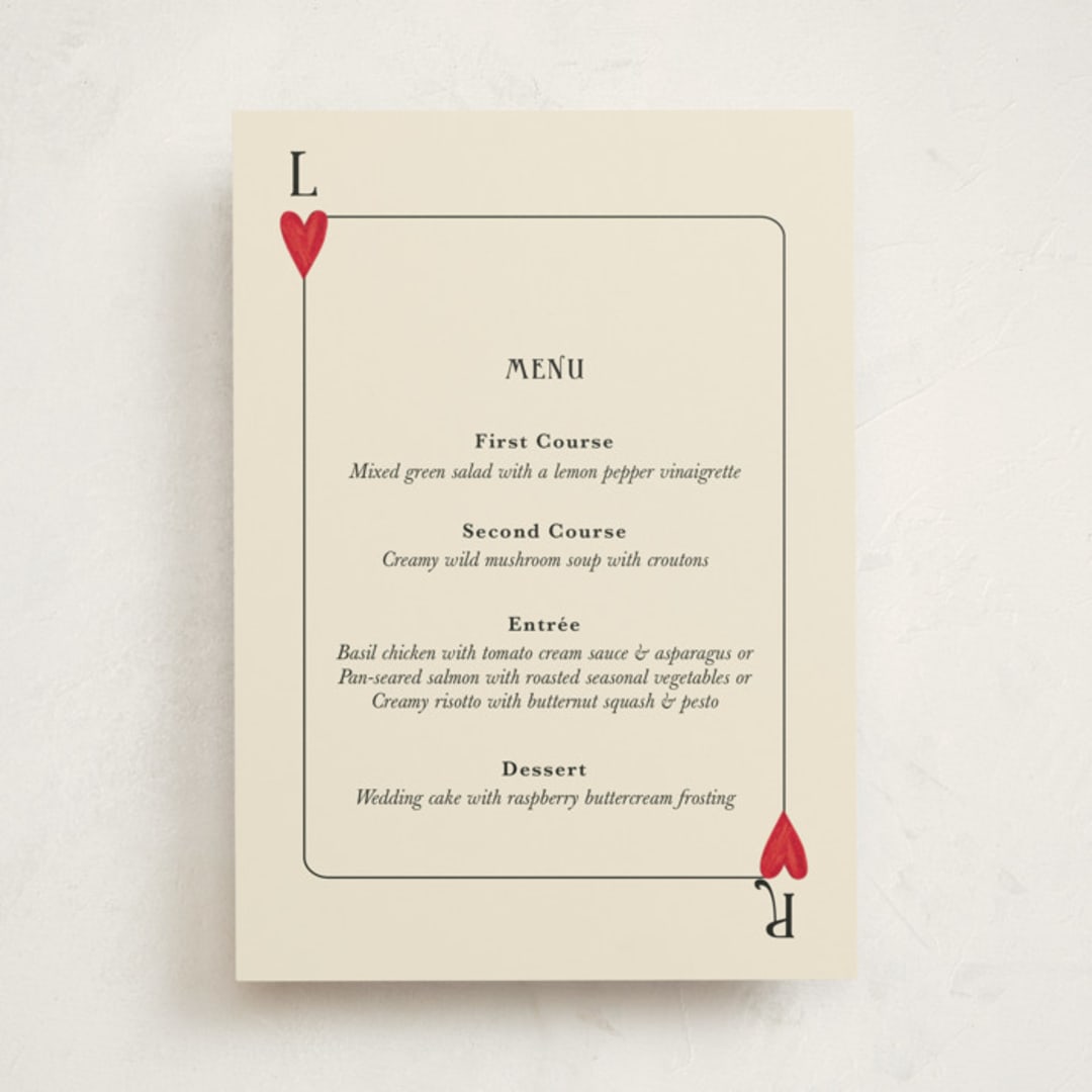 "Red Hearts" - Party Menus in Champagne by Helena Vitto - Front