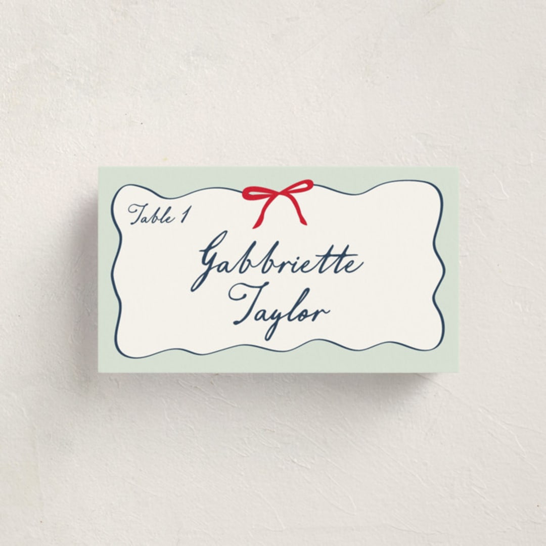 "Just Because" - Party Place Cards in Teal by Jennifer Lew - Front with Free Guest Printing