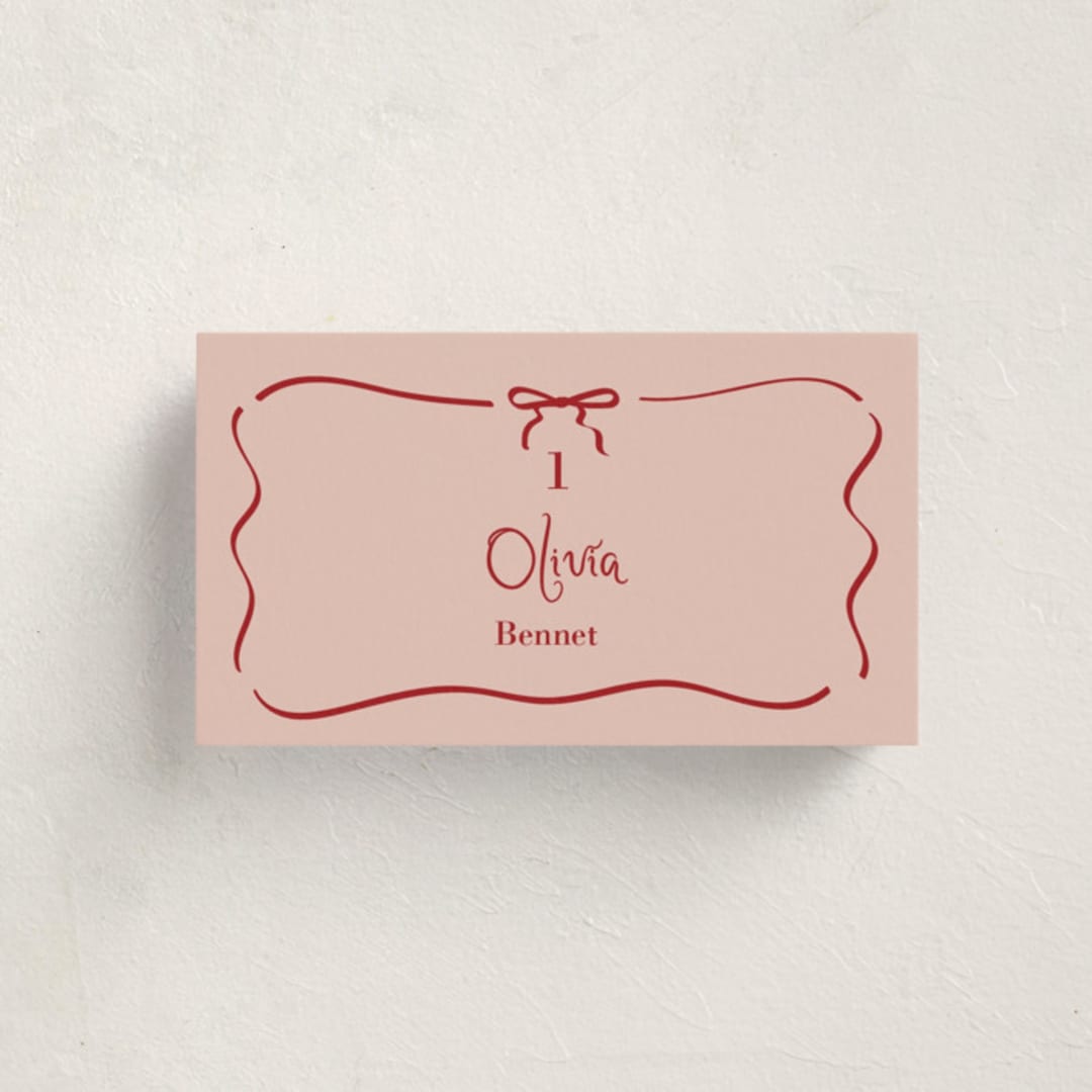 "Cherry Birthday" - Party Place Cards in Cherry by Helena Vitto - Front with Free Guest Printing