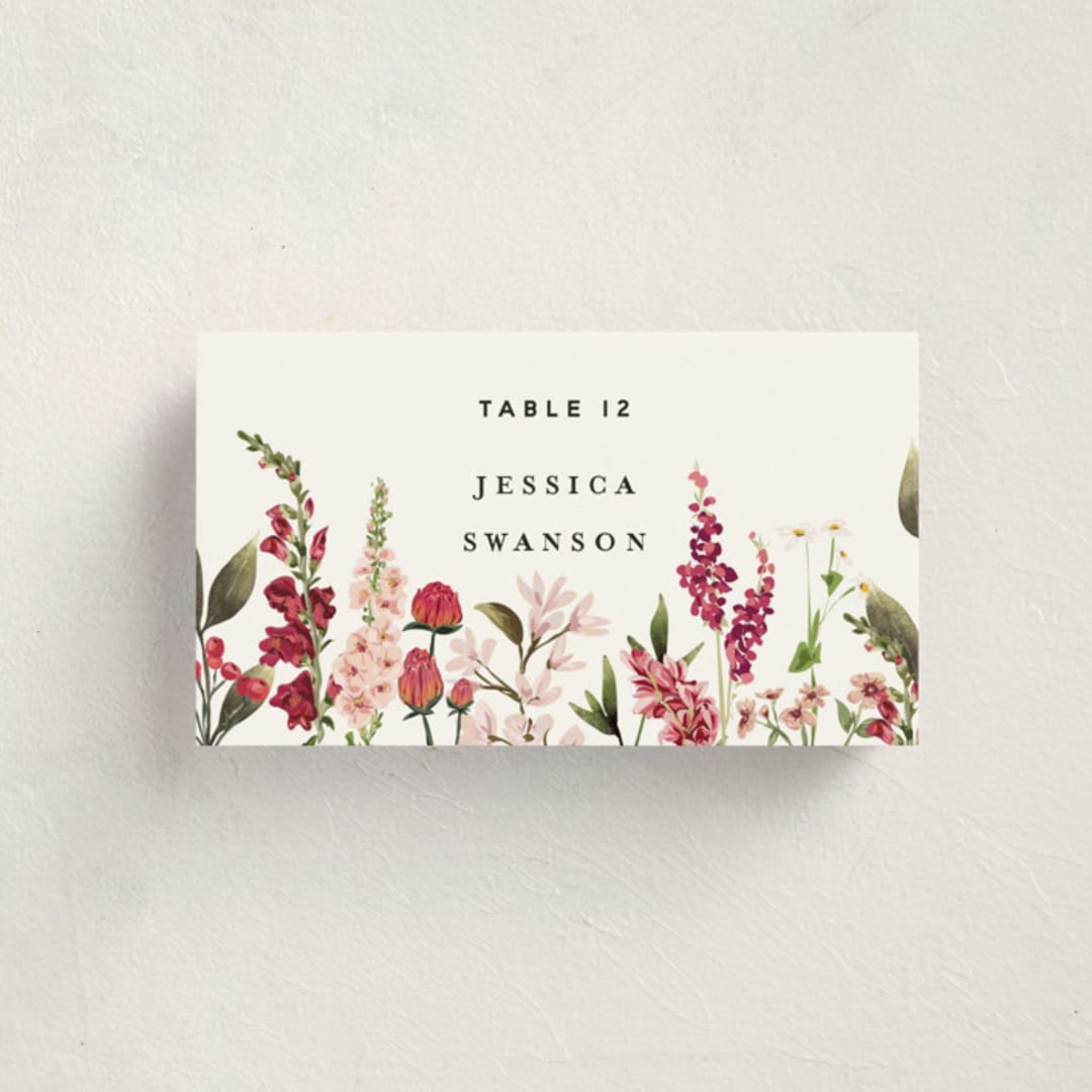 "Lush" - Party Place Cards in Magenta by Susan Moyal - Front with Free Guest Printing