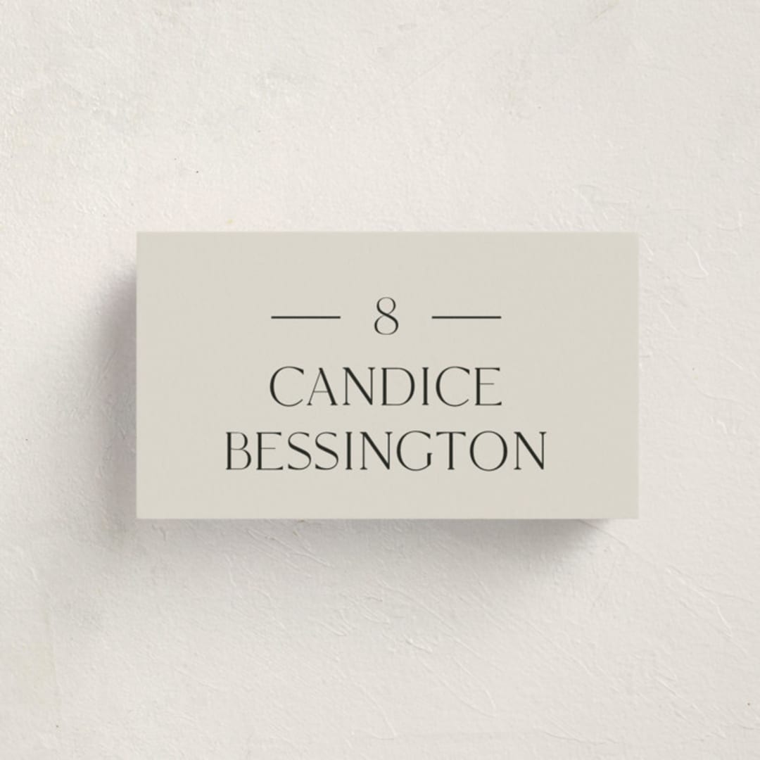 "Floral Type Arch" - Party Place Cards in Linen by Baumbirdy - Front with Free Guest Printing