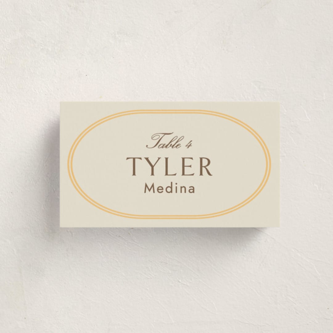 "Bocce" - Party Place Cards in Melon by Megan Davis - Front with Free Guest Printing