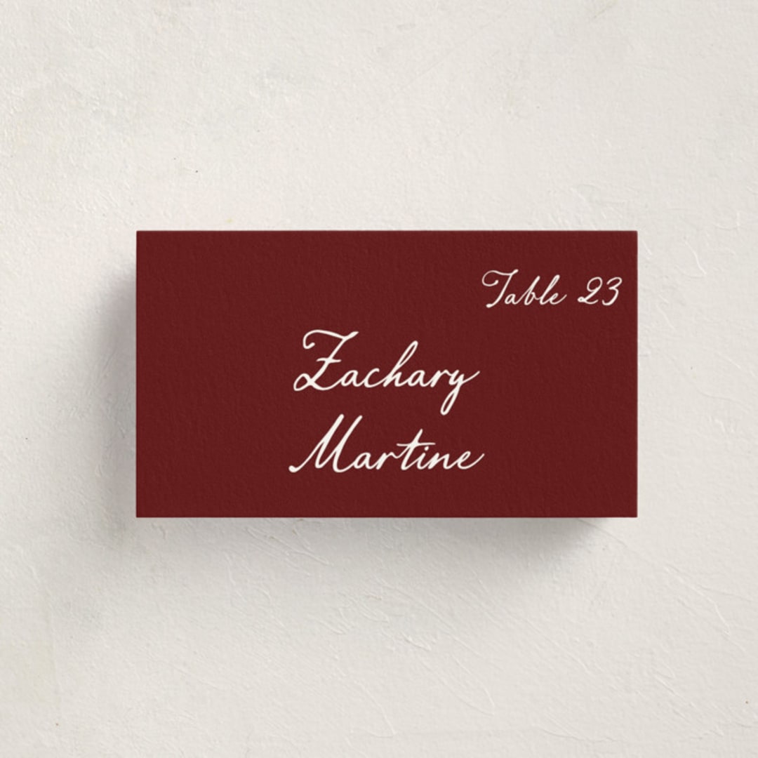 "Handwritten" - Party Place Cards in Wine by Cass Loh - Front with Free Guest Printing