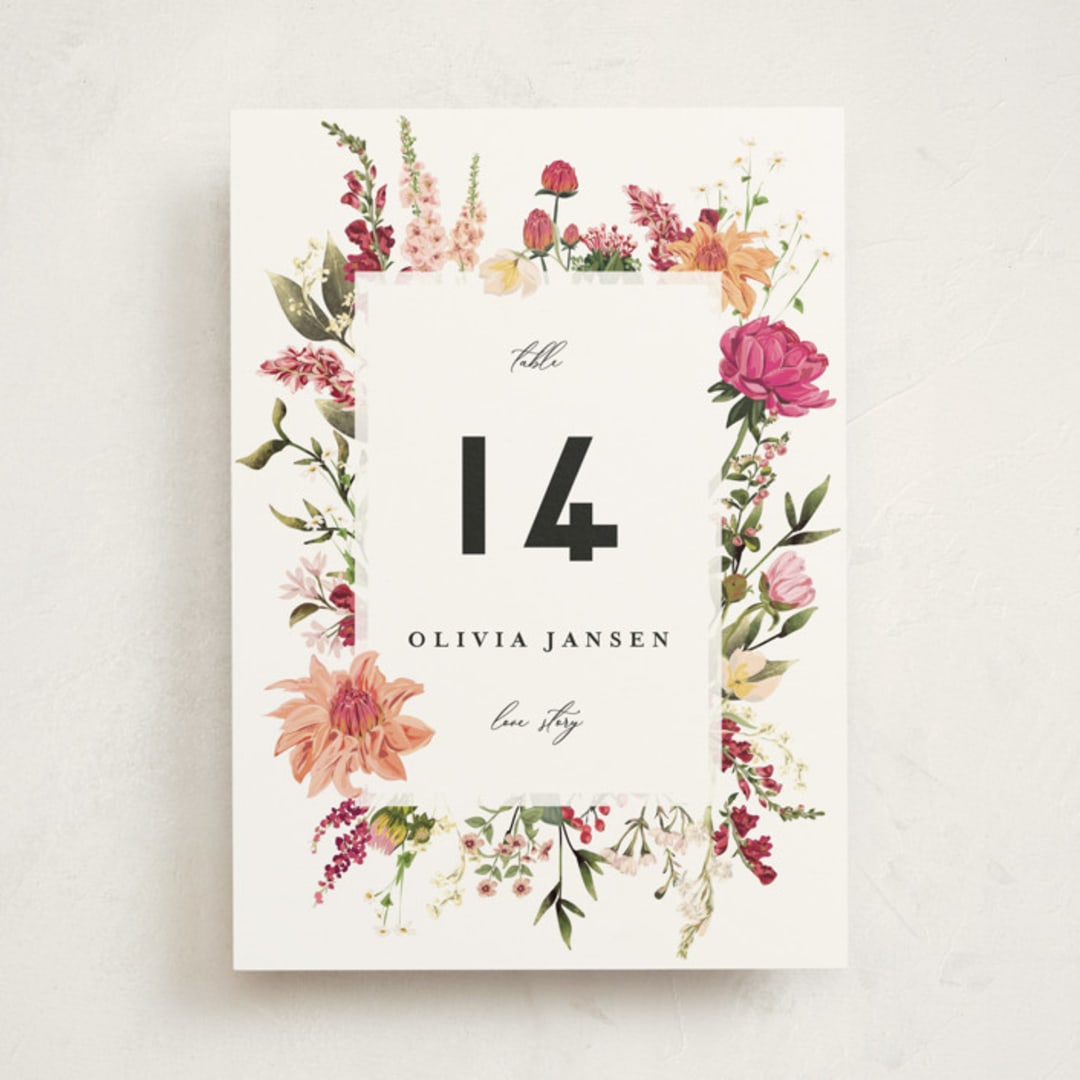 "Lush" - Party Table Numbers in Magenta by Susan Moyal - Front