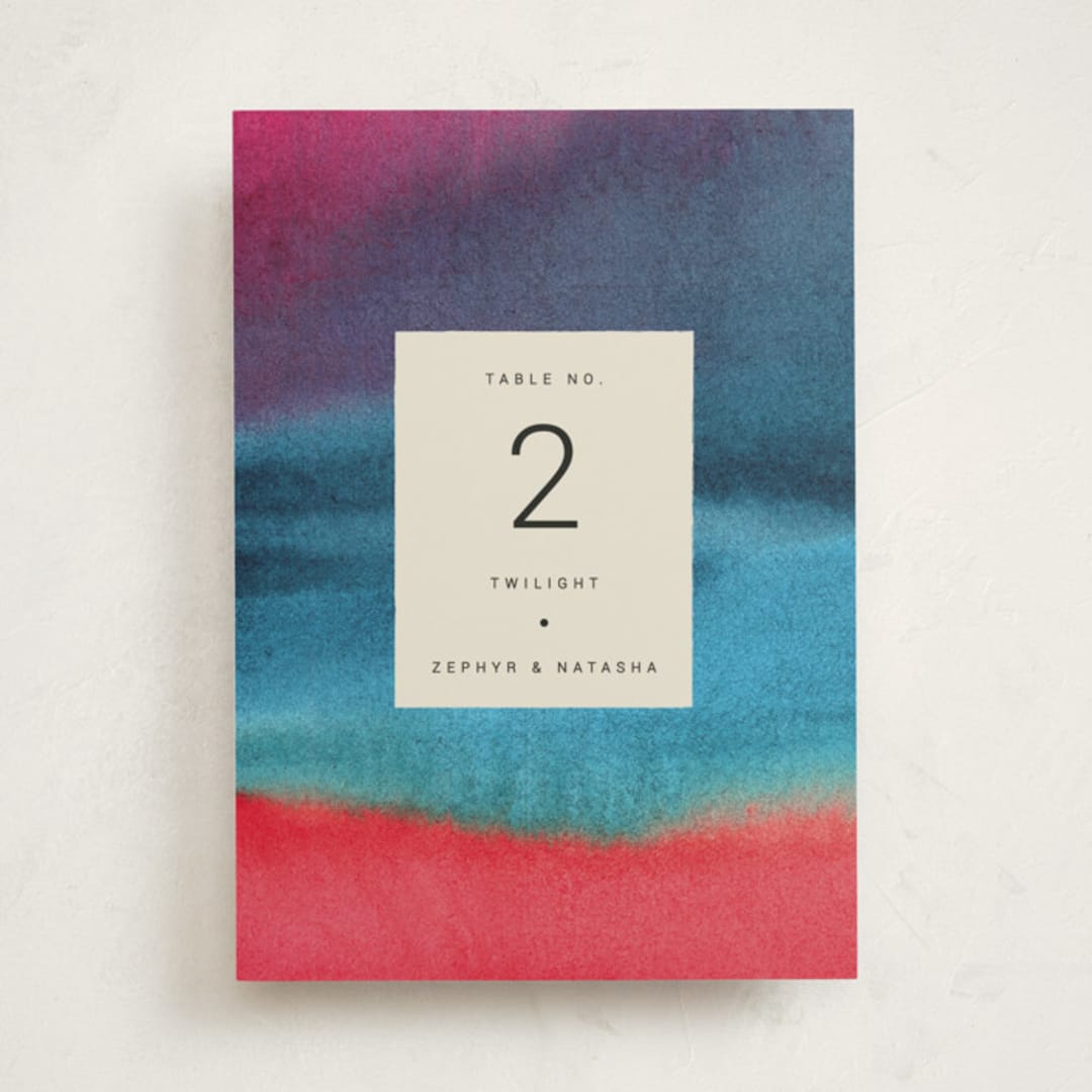 "At Dusk" - Party Table Numbers in Sunset by Sumak Studio - Front