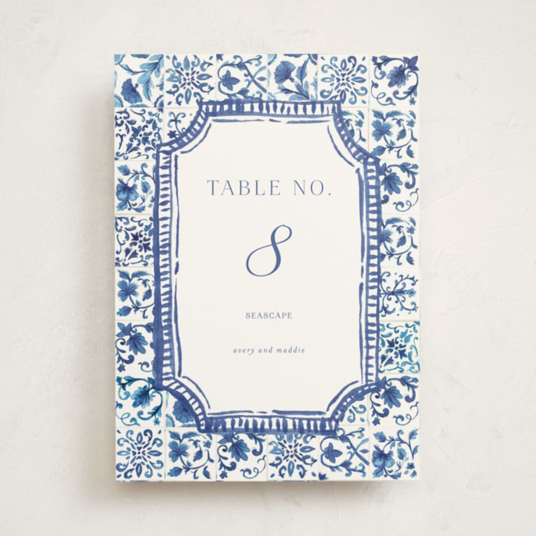 "Amalfi Coast" - Party Table Numbers in Cerulean by Jenna Holcomb - Front