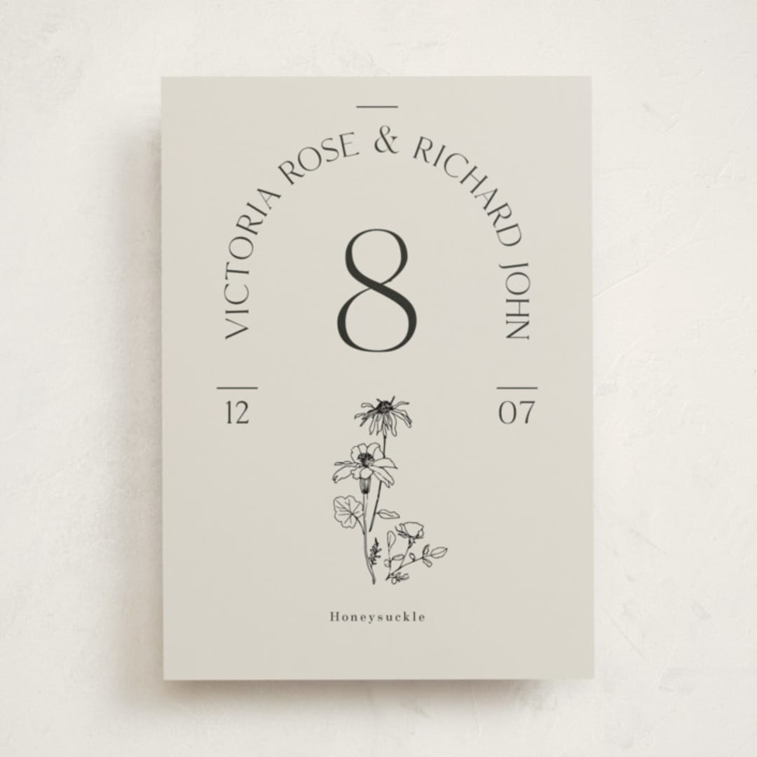 "Floral Type Arch" - Party Table Numbers in Linen by Baumbirdy - Front